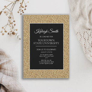 College-Abschlussfeier Elegant Gold Glitter Schwar Einladung