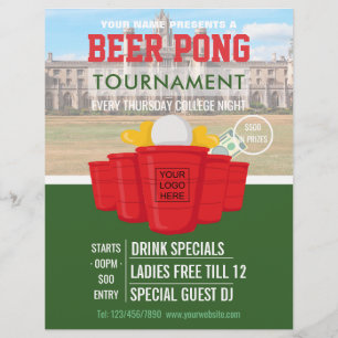College Beer Pong Turnier Logo und Foto hinzufügen Flyer