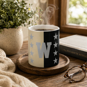 College-Farben Schwarz & Gold-Monogramm Kaffeetasse