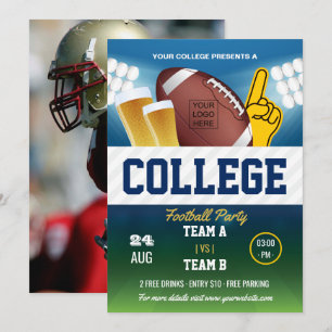 College Football Party ändere Farbe und füge Logo  Einladung