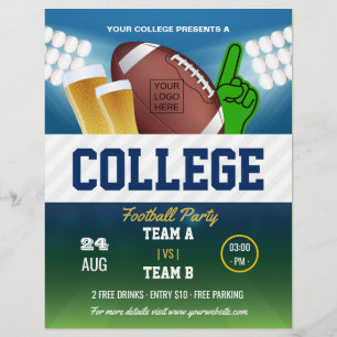 College Football Party ändere Farbe und füge Logo Flyer