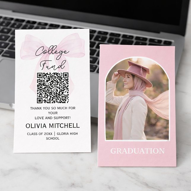 College fund graduation enclosure card visitenkarte (#GraduationCard
#CollegeFundCard#GraduationInvitation#PinkGraduation#GraduationDesign#CustomGraduate)