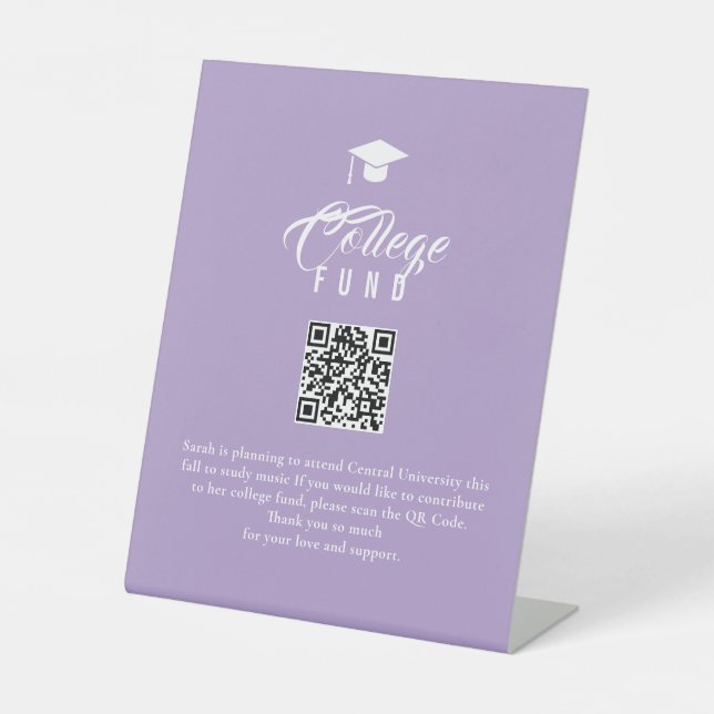 College Fund Modern Minimal Typography QR Code Sockelschild (Vorderseite)