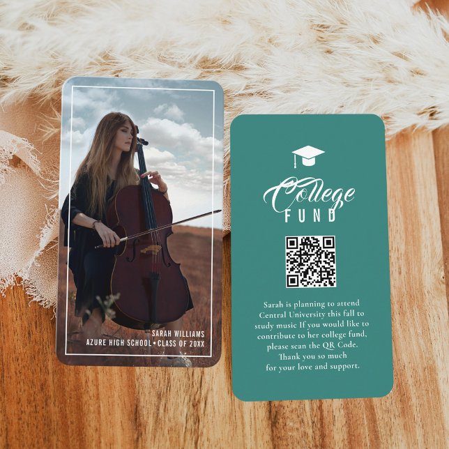 College Fund Modern Minimal Typography Teal Begleitkarte (Von Creator hochgeladen)