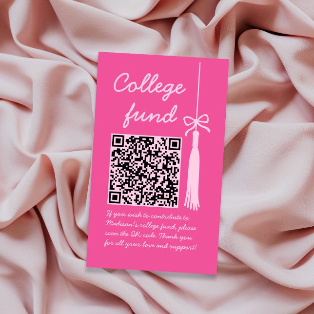 College Fund Pink Gift Qr Code Graduation Begleitkarte (College Fund Pink Gift Qr Code Graduation Enclosure Card)