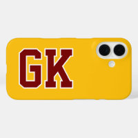 College Gelb Burgund Varsity Monogramm Anfangsbuch