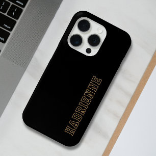 College Schwarz Gold Weiß Monogramm Umriss Name Case-Mate iPhone Hülle
