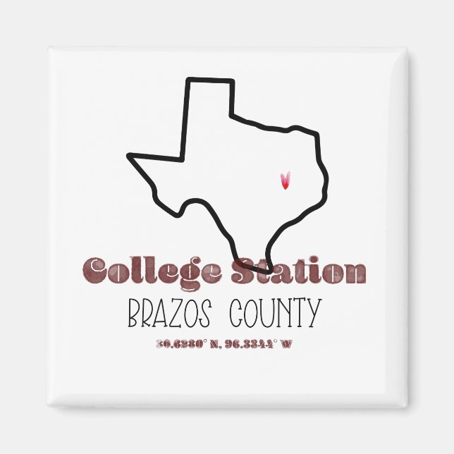 College Station, TX Heart Fridge Magnet (Vorne)
