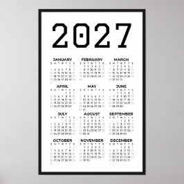 College-Student Volljahres-Basis-Kalender 2027 Wan Poster