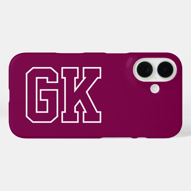 College-Wein Gelb Varsity-Monogramm Anfangsbuchsta iPhone 16 Hülle (Rückseite (Horizontal))