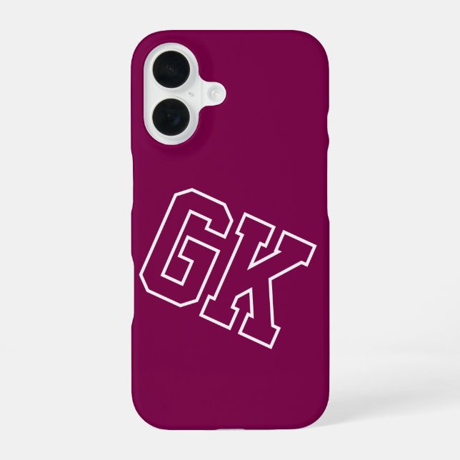 College-Wein-Varsity-Monogramm-Initialen iPhone 16 Hülle (Rückseite)