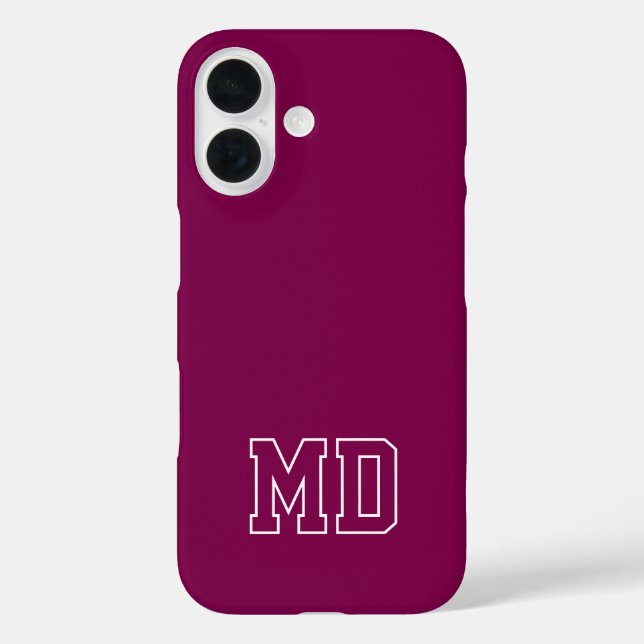 College-Wein-Varsity-Monogramm-Initialen iPhone 16 Hülle (Rückseite)