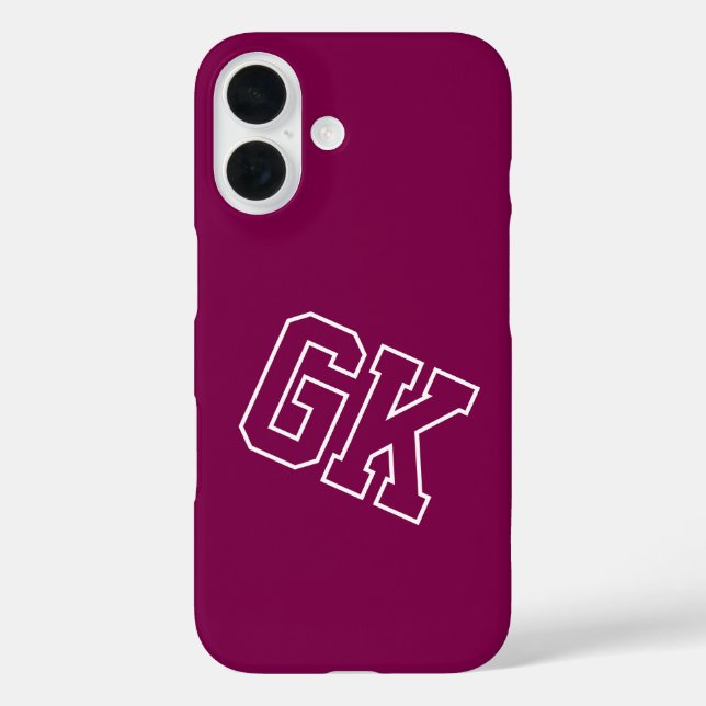 College-Wein-Varsity-Monogramm-Initialen iPhone 16 Hülle (Rückseite)