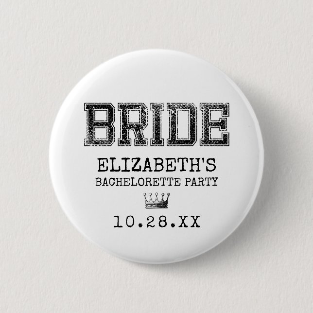 Collegiate Bride Junggeselinnen-Abschied Button (Vorderseite)