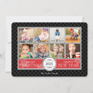 Coller la carte photo de Noël en rouge et noir