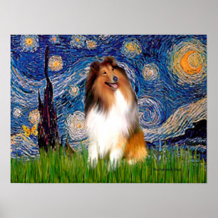 Collie 1 - Starry Night Poster