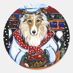 Collie Chef Runder Aufkleber