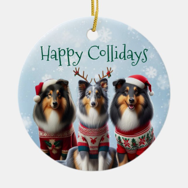Collie Christmas Ornaments  Keramik Ornament (Vorne)