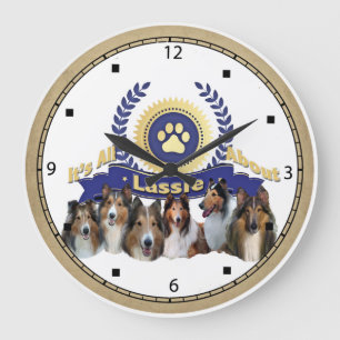 Collie Clock von Lassie Type Hund Große Wanduhr