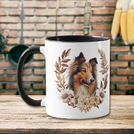 Collie Dog Autumn Wreath Tasse