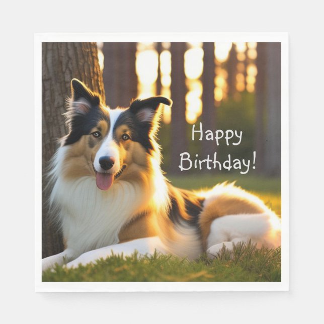 Collie Dog Birthday Serviette (Vorderseite)