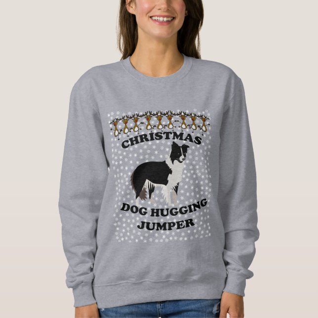 Collie dog Christmas Dog Hugging Sweatshirt (Vorderseite)