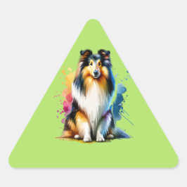 Collie Dog Dreieckiger Aufkleber