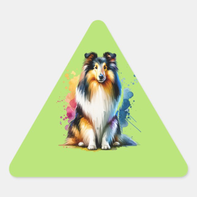 Collie Dog Dreieckiger Aufkleber (Vorderseite)