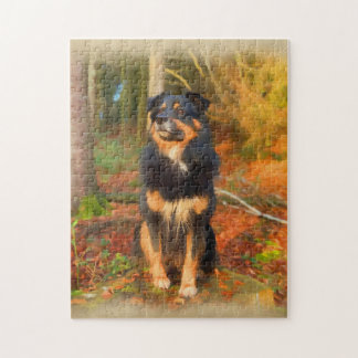 Collie Dog im Herbst Forest Pastel Sketch
