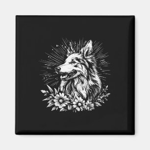 Collie Dog Lover Retro Style Tattoo Magnet