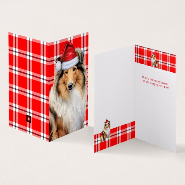 Collie Dog mit Holiday Red Kariert Christmas (Innenseite und Außenseite)