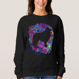 Collie Dog Pink Watercolor Spritzer Art Liebe Hund Sweatshirt