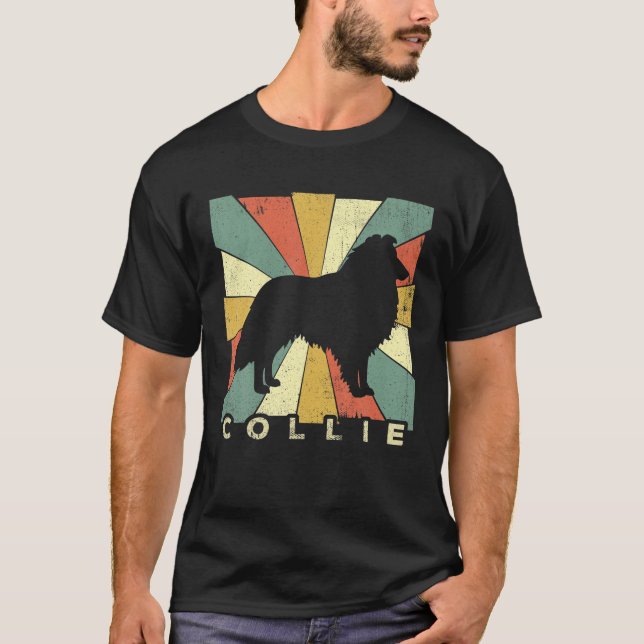 Collie Dog Retro 70er Vintag T-Shirt (Vorderseite)