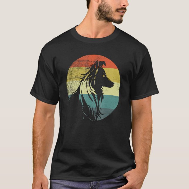 Collie Dog Retro Style T-Shirt (Vorderseite)