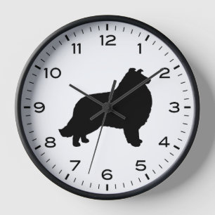 Collie Dog Silhouette mit Nummern und Minuten Uhr