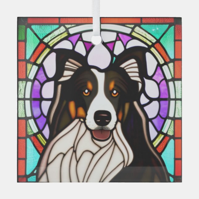 Collie Dog "Stains Glass" Ornament Aus Glas (Vorderseite)