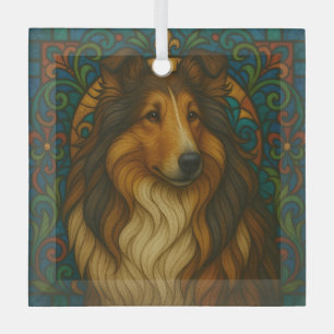 Collie Dog "Stains Glass" Ornament Aus Glas
