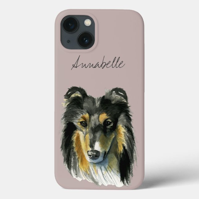 Collie Dog Watercolor Illustration Case-Mate iPhone Hülle (Rückseite)