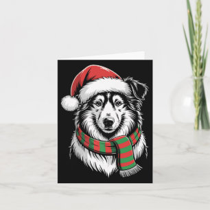 Collie Dog Xmas Weihnachtsmannmütze Scara Karte