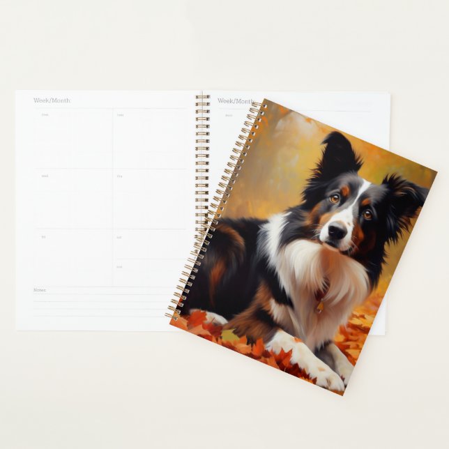 Collie frontalier à l'automne Feuilles automne Ins (Devant avec enveloppe)