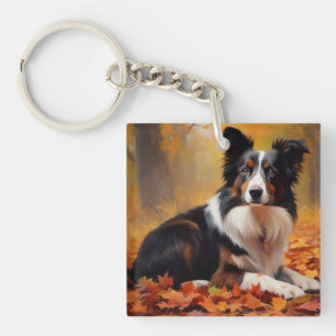 Collie frontalier à l'automne Feuilles automne Ins