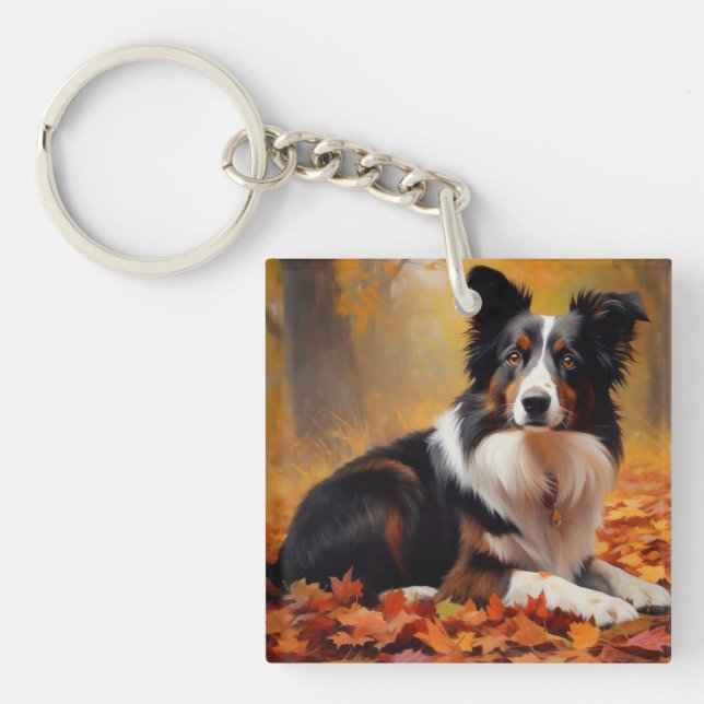 Collie frontalier à l'automne Feuilles automne Ins (Devant)