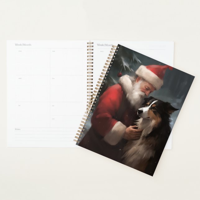 Collie frontalier avec Noël Festif du Père Noël (Devant avec enveloppe)
