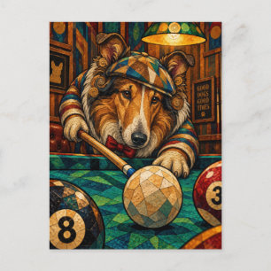 Collie, geometrisches Mosaik Postkarte