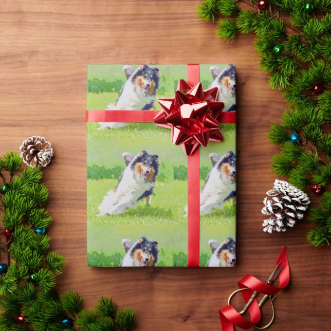 Collie Geschenkpapier (Feiertagsgeschenk)