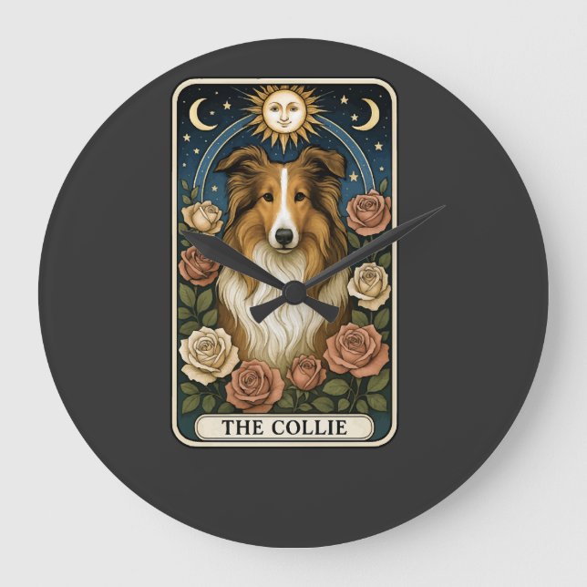 Collie Große Wanduhr (Vorderseite)