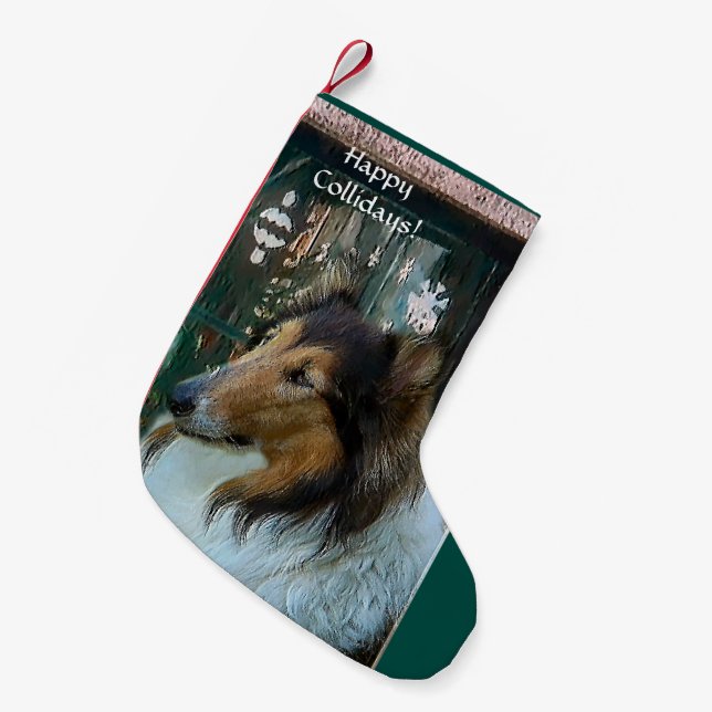 Collie Happy Collidays Christmas Kleiner Weihnachtsstrumpf (Vorderansicht (hängend))
