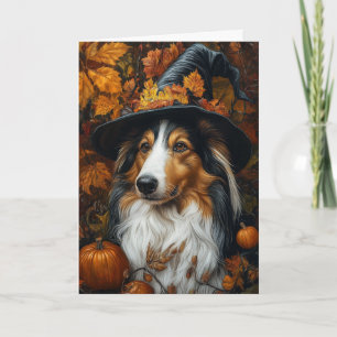 Collie Hexe Halloween Feiertagskarte