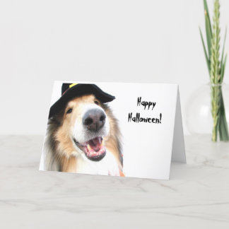 Collie-Hexe-Halloween-Karte Karte