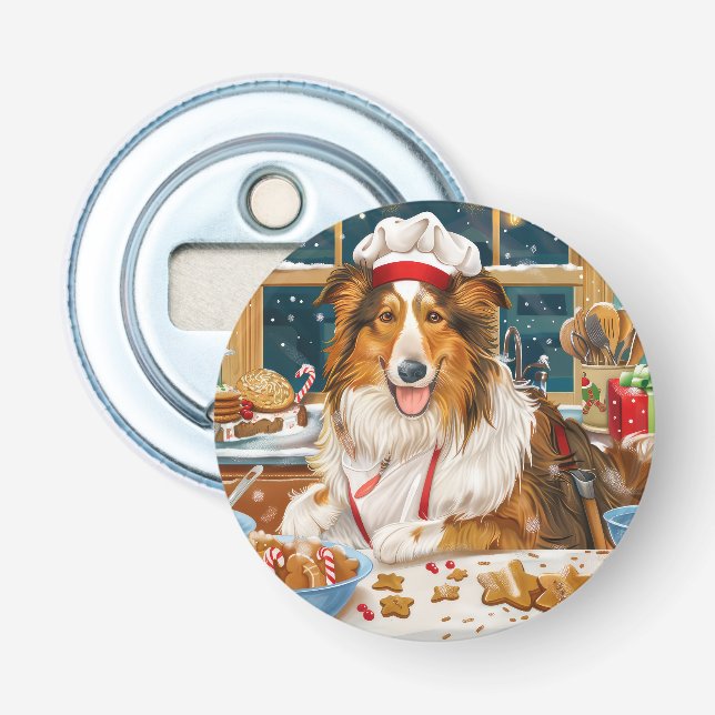 Collie Holiday Baking: Feierliche Weihnachten Flaschenöffner (Vorderseite)